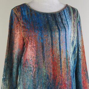 Azalea by Firmiana Multicolor 3/4-Sleeve Pullover Stretch Tunic Size L (C1354)